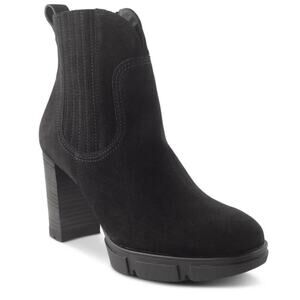 Paul Green NWOB Oakley Suede Boot Black Size 5.5 (US 8) Side Zip Chunky Heel